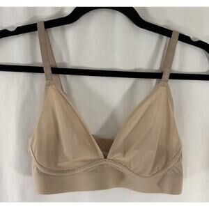 Aerie SMOOTHEZ BEIGE NUDE Mesh Triangle Bralette Lounge Bra Sheer Medium NWT $50